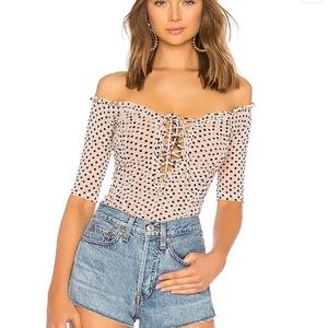 Majorelle Selina Pink Dot Revolve Bodysuit. Size Small. Wore once